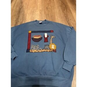 Jerzees Blue Noah's Ark Applique Crewneck‎ Sweatshirt Women's